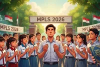 Ilustrasi Siswa Baru Membaca Doa sebelum memulai MPLS.