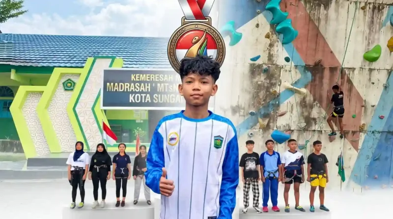 MHD Gibran Badagai Raih Juara 2 Panjat Tebing O2SN Jambi.