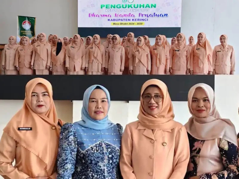 Kolase Pelantikan Ny. Harmalis Zainal Sebagai Ketua DWP Kerinci Periode 2024–2029.