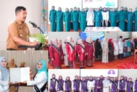 Kolase Foto saat Ny. Novra Wenti Monadi Lantik Pengurus PKK dan Bunda PAUD Kerinci.