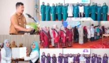 Kolase Foto saat Ny. Novra Wenti Monadi Lantik Pengurus PKK dan Bunda PAUD Kerinci.