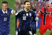 Kolase - Daftar Top Skor Piala Dunia 2026, Kylian Mbappe, Lionel Messi, dan Erling Haaland.