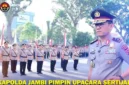 SERTIJAB POLDA JAMBI - Kapolda Jambi Irjen Pol Krisno Halomoan Siregar memimpin upacara sertijab di Mapolda Jambi, Jumat (17/7/2026). 