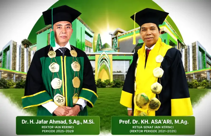 Rektor IAIN Kerinci, Dr. H. Jafar Ahmad, M.Si., dan Ketua Senat IAIN Kerinci, Prof. Dr. KH. Asa'ari, M.Ag.