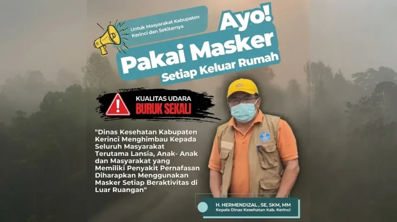 Kepala Dinkes Kerinci, H. Hermendizal, Minta Warga Waspada dan Gunakan Masker.