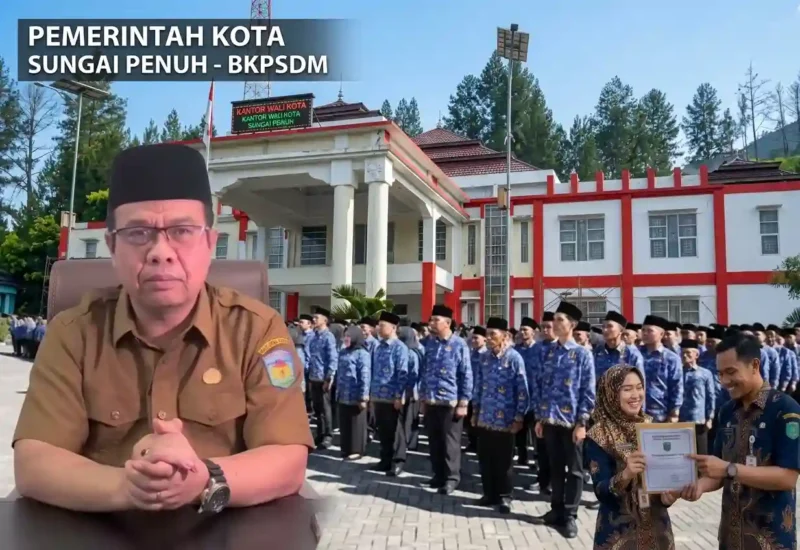 Kolase Foto - Kepala BKPSDM Kota Sungai Penuh Affan dan Ilustrasi ASN.