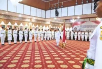 Pengukuhan Anggota Paskibraka Provinsi Jambi 2026. (Foto: Diskominfo Provinsi Jambi)