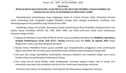 Surat Edaran Belajar Daring Gubernur Jambi Hoaks