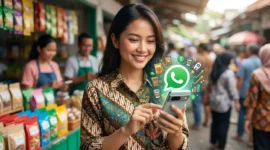 Ilustrasi - Cara Pasang Iklan di Status WhatsApp untuk UMKM. (Foto: AI)