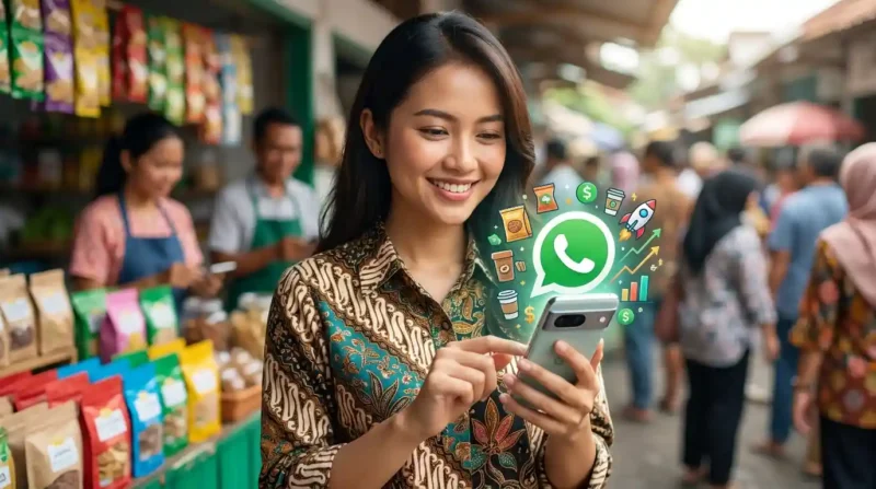 Ilustrasi - Cara Pasang Iklan di Status WhatsApp untuk UMKM. (Foto: AI)