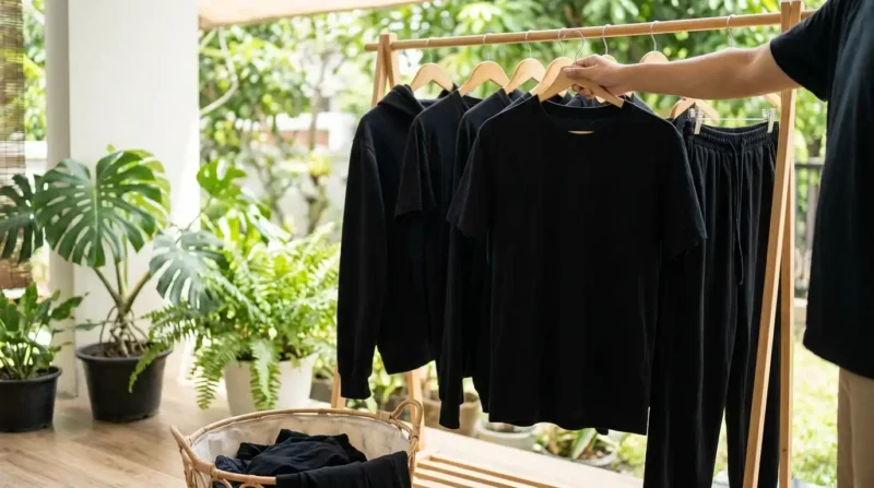 Ilustrasi - Cara Bikin Baju Hitam Tetap Pekat dan Tidak Cepat Kusam. (Foto: AI)