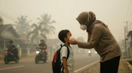 Ilustrasi - Cara Melindungi Diri dari Bahaya Kabut Asap Karhutla. (Foto: AI)