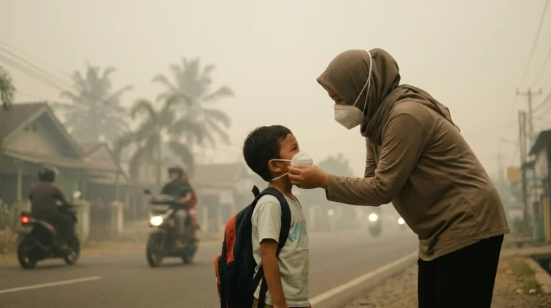 Ilustrasi - Cara Melindungi Diri dari Bahaya Kabut Asap Karhutla. (Foto: AI)