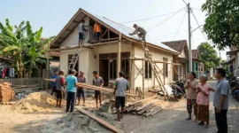 Ilustrasi - Pengerjaan Bedah Rumah. (Foto: AI)