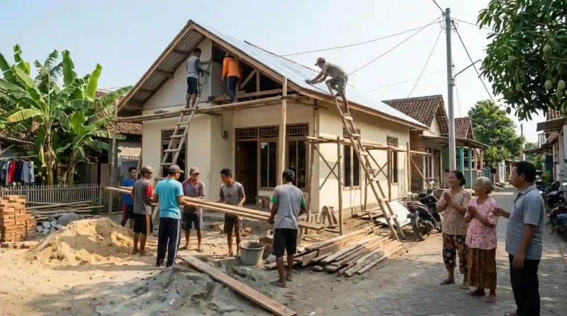 Ilustrasi - Pengerjaan Bedah Rumah. (Foto: AI)