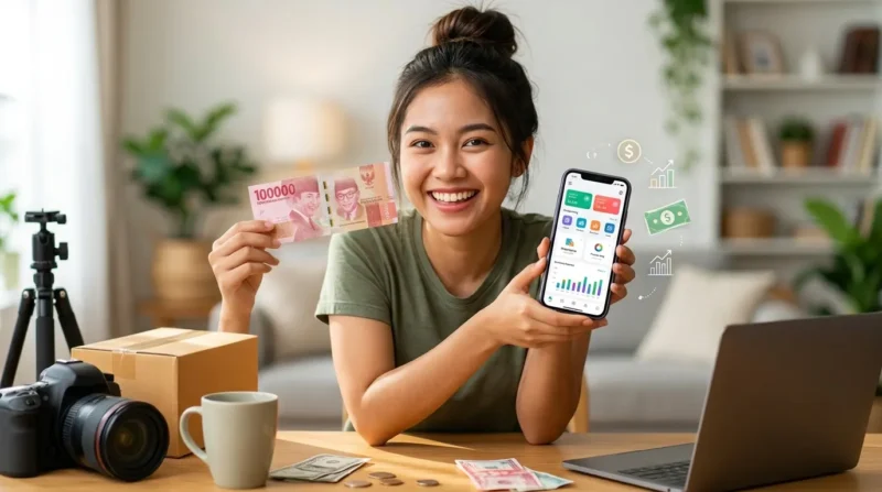Ilustrasi - Cara Mudah Cari Uang dari HP. (Foto: AI)