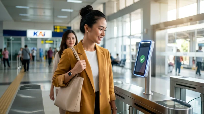 Ilustrasi - Cara Pakai Face Recognition KAI untuk Boarding. (Foto: AI)