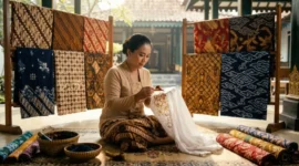 Ilustrasi - Pengrajin sedang membatik. Sejarah Hari Batik Nasional. (Foto: AI)