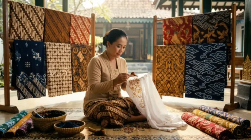 Ilustrasi - Pengrajin sedang membatik. Sejarah Hari Batik Nasional. (Foto: AI)