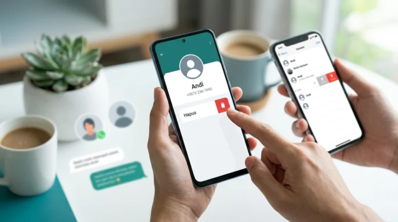 Ilustrasi - Cara Menghapus Kontak WhatsApp di Android dan iPhone. (Foto: AI)